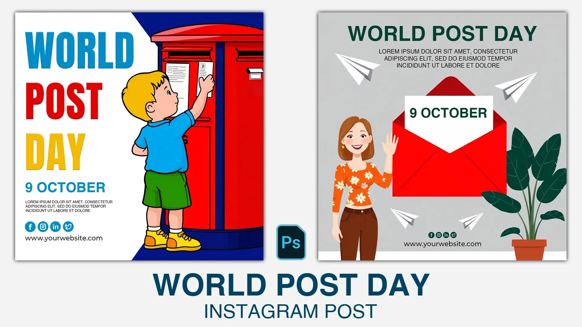 World Post Day Instagram Post Featuring Woman with Red Envelope image